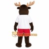 Brown Tan White Red Moose Mascot Costume