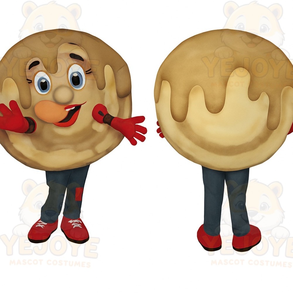 Tan Brown Red Pancake Mascot Costume