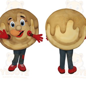 Tan Brown Red Pancake Mascot Costume