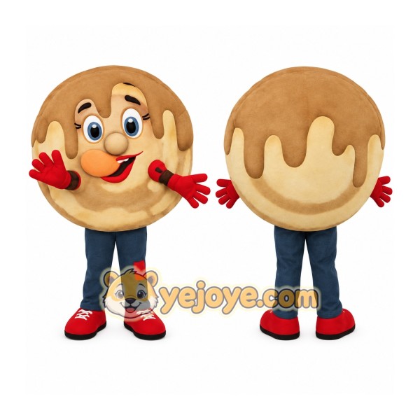 Tan Brown Red Pancake Mascot Costume