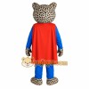 Blue Red Spotted Leopard Superhero Mascot Costume