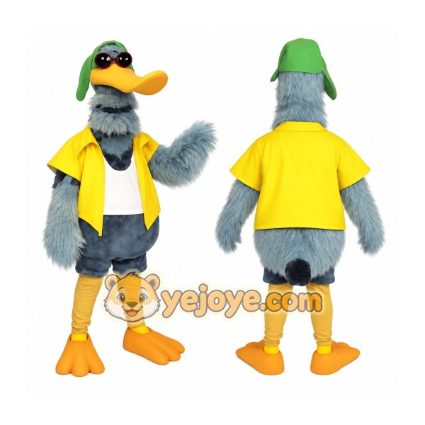 Blue Gray Yellow Orange Duck Mascot Costume