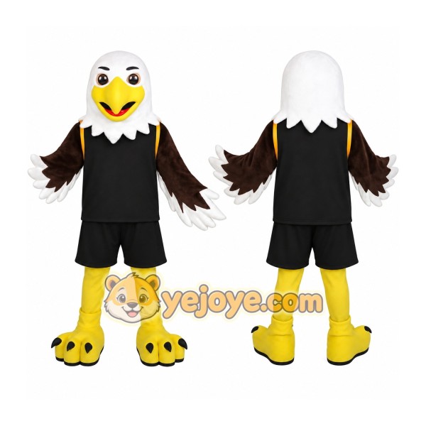 White Brown Yellow Bald Eagle Mascot Costume