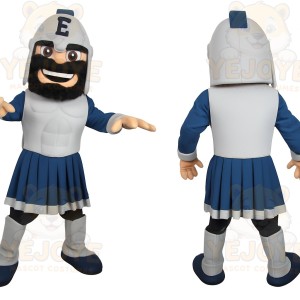Gray Blue Spartan Warrior Mascot Costume