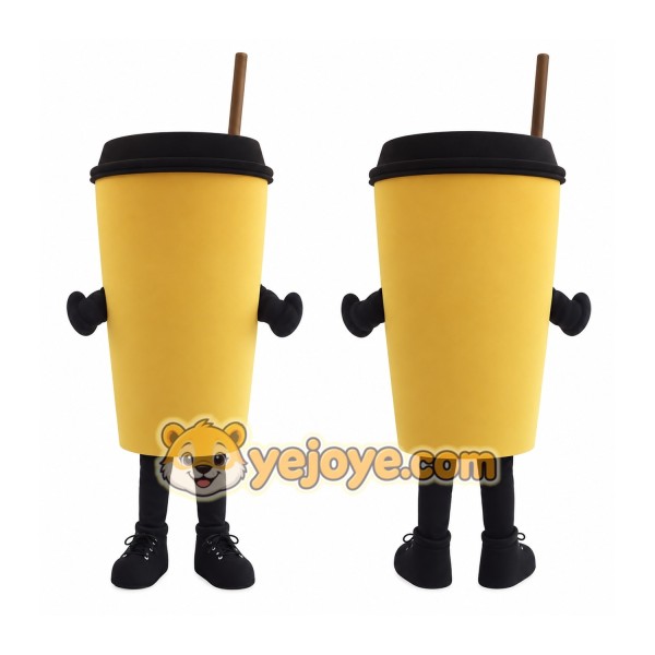 Yellow Black Coffee Cup Mascot Costume