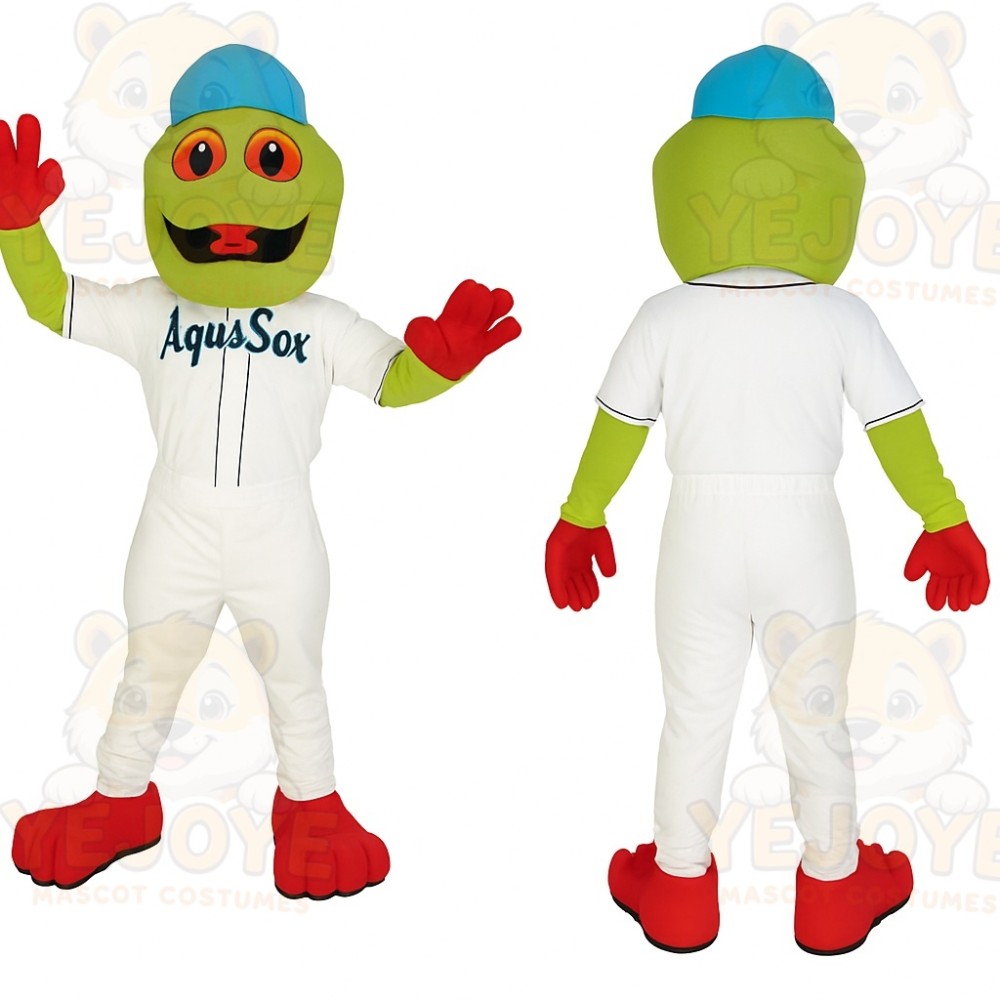 Green White Red Baseball Frog Mascot Costume
