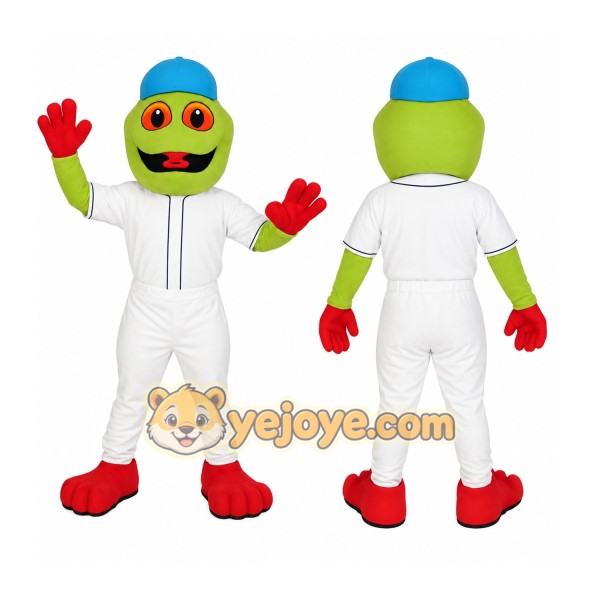 Green White Red Baseball Frog Mascot Costume