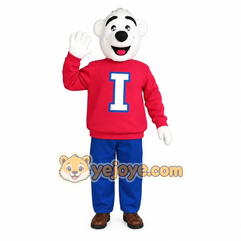 White Red Blue Polar Bear Mascot Costume White Red Blue Polar Bear Mascot Costume