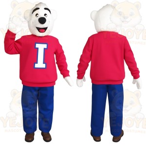White Red Blue Polar Bear Mascot Costume