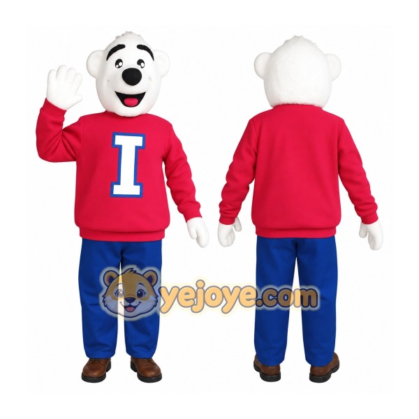 White Red Blue Polar Bear Mascot Costume