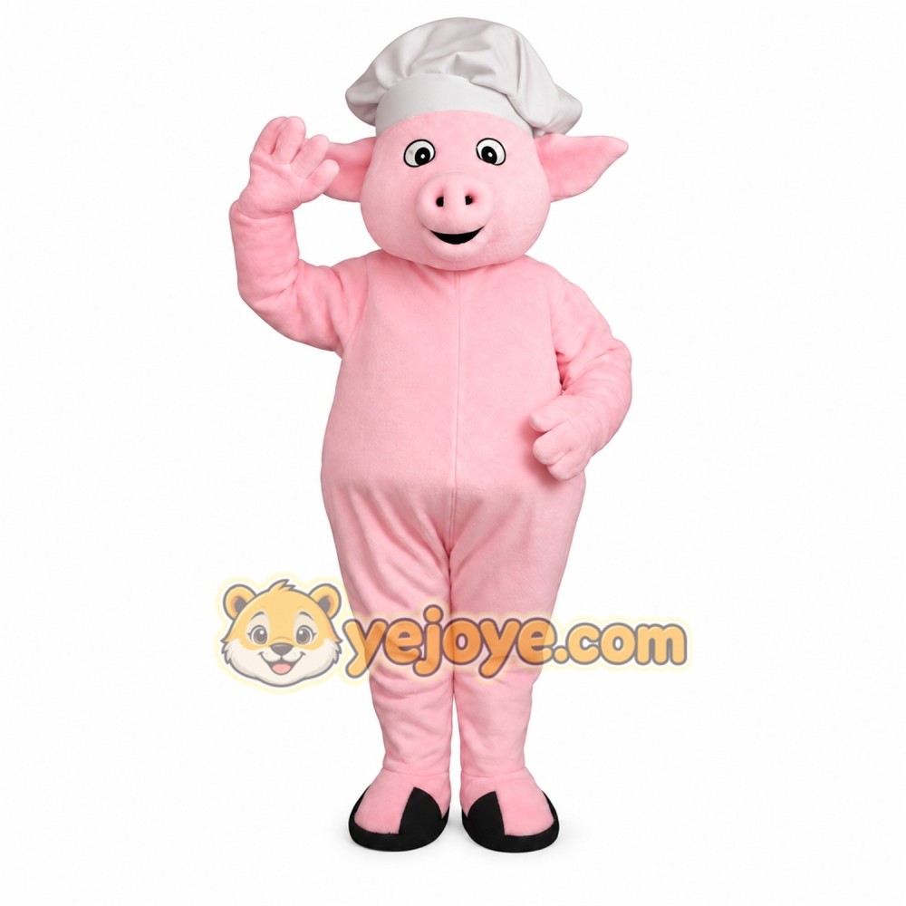 Pink White Chef Pig Mascot Costume