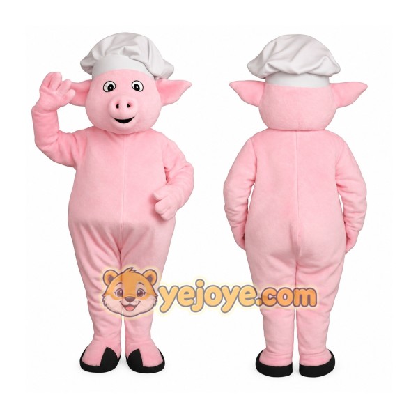 Pink White Chef Pig Mascot Costume