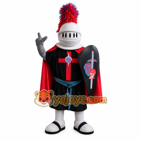 Red Black White Armored Knight Mascot Costume