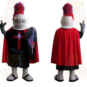 Red Black White Armored Knight Mascot Costume