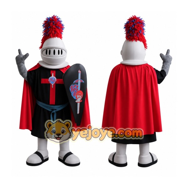 Red Black White Armored Knight Mascot Costume