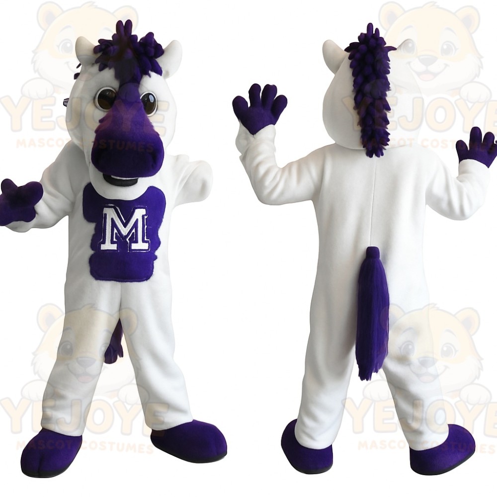 White Purple Horse Mascot Costume