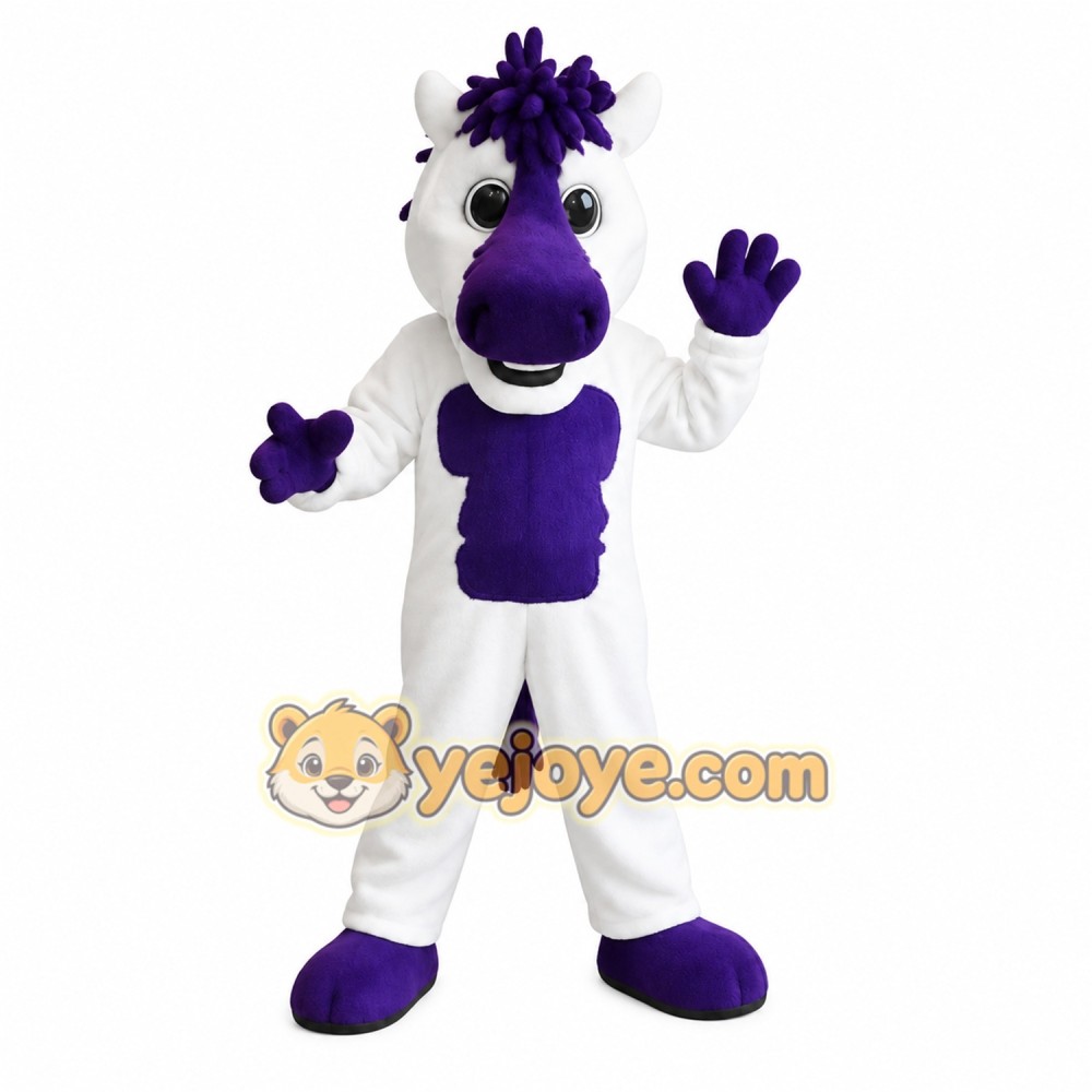 White Purple Horse Mascot Costume White Purple Horse Mascot Costume