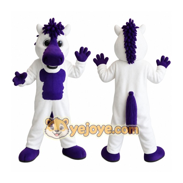 White Purple Horse Mascot Costume
