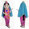 Pink Blue Indian Woman Mascot Costume