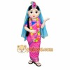 Pink Blue Indian Woman Mascot Costume