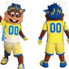 Yellow Blue Basketball Player Mascot Costume