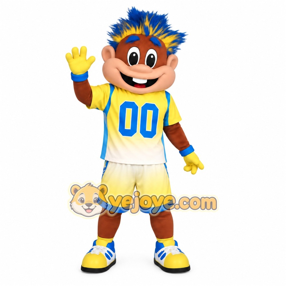 Yellow Blue Basketball Player Mascot Costume