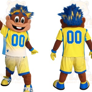 Yellow Blue Basketball Player Mascot Costume
