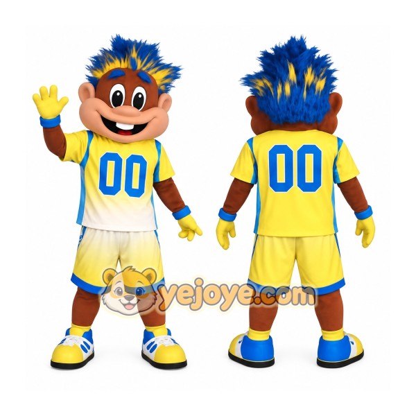 Yellow Blue Basketball Player Mascot Costume