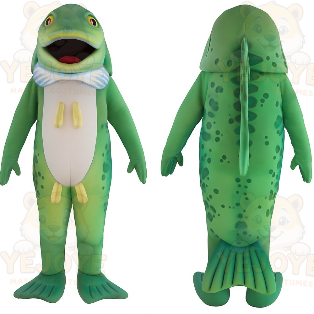Green White Spotted Fish Mascot Costume