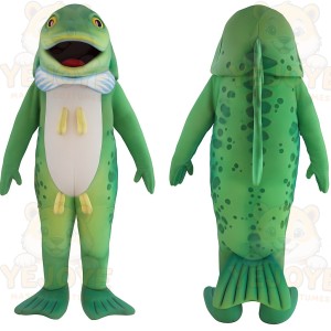 Green White Spotted Fish Mascot Costume