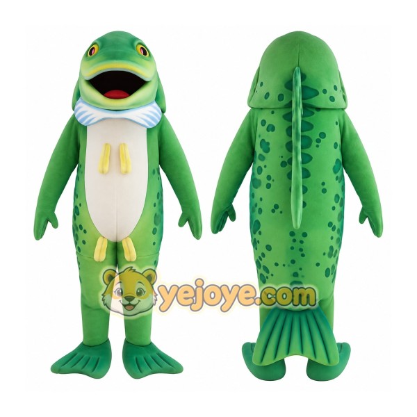 Green White Spotted Fish Mascot Costume