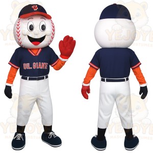 Navy White Baseball Player Mascot Costume