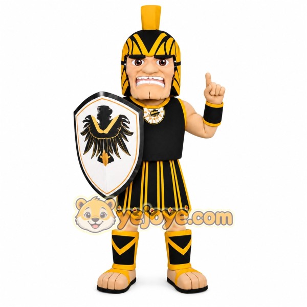 Black Yellow Spartan Warrior Mascot Costume