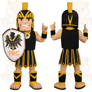 Black Yellow Spartan Warrior Mascot Costume