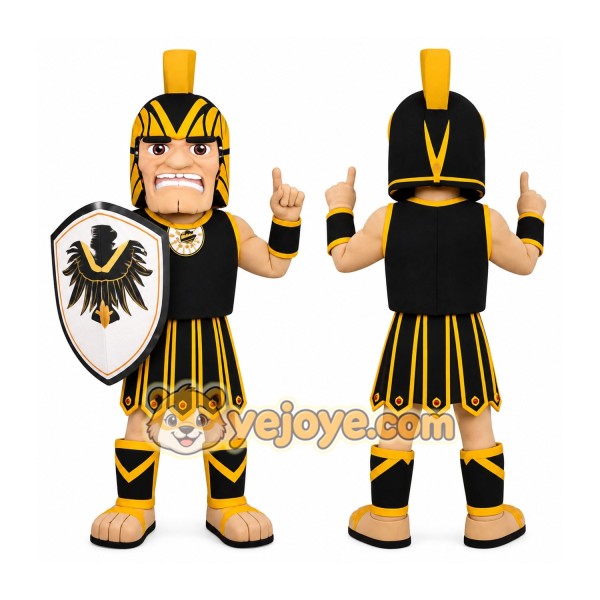 Black Yellow Spartan Warrior Mascot Costume