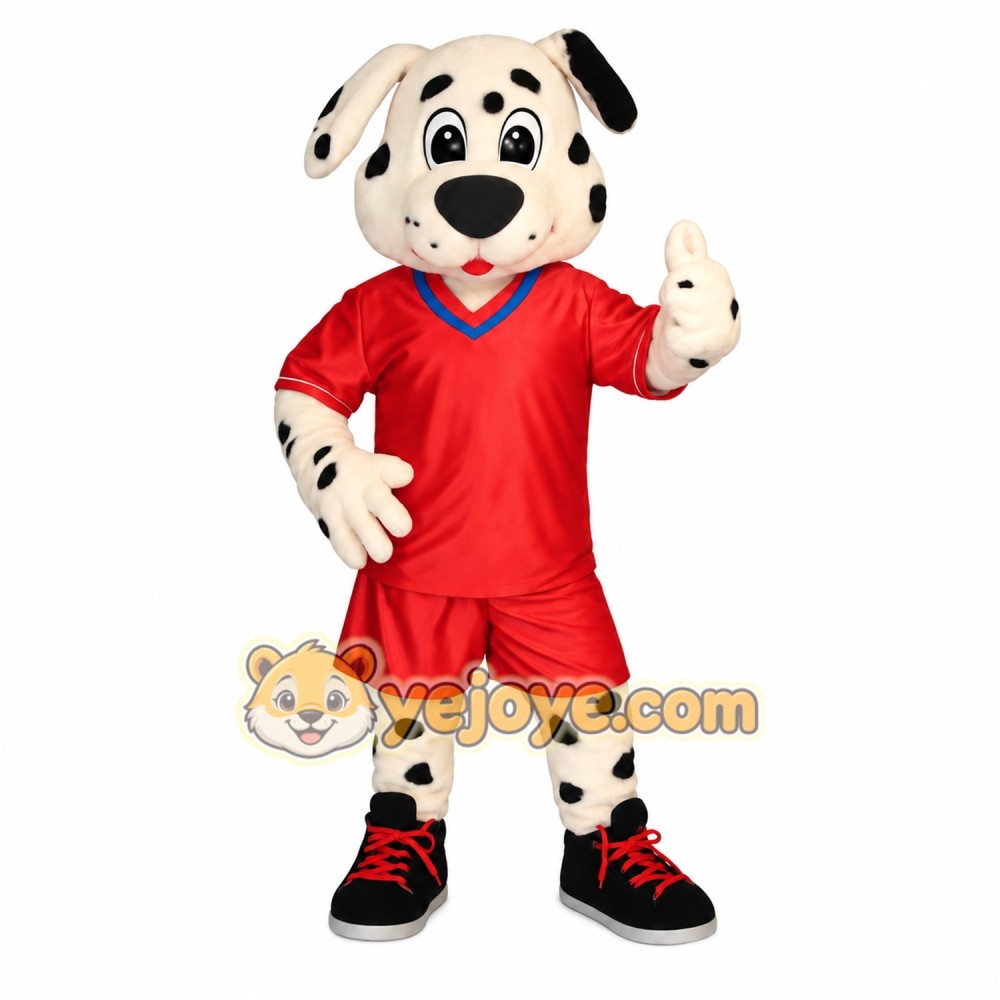 White Black Red Dalmatian Dog Mascot Costume White Black Red Dalmatian Dog Mascot Costume
