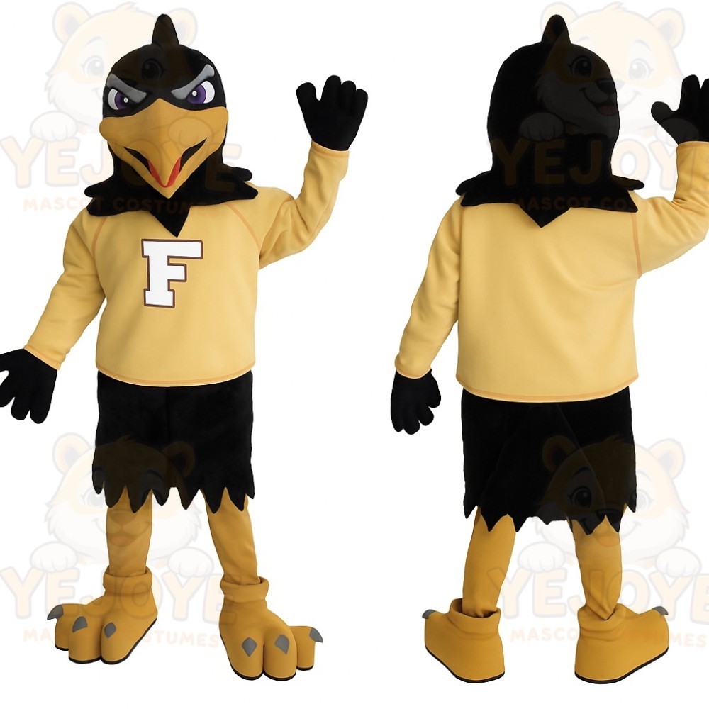 Black Yellow Falcon Bird Mascot Costume