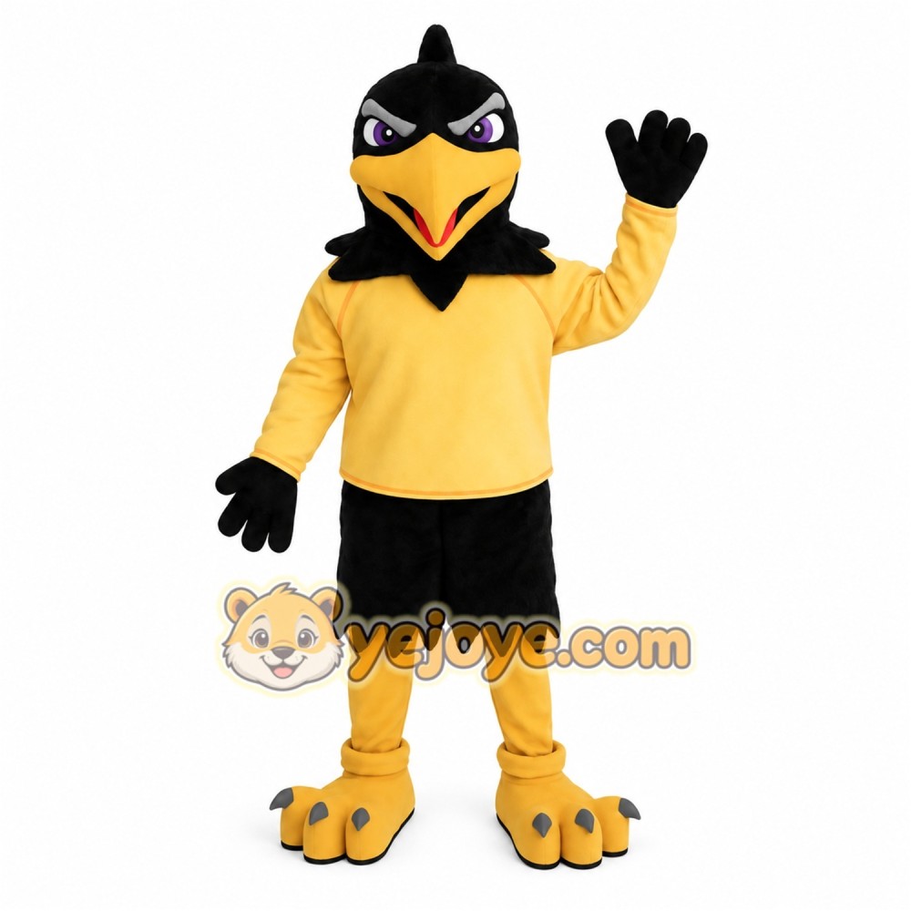 Black Yellow Falcon Bird Mascot Costume Black Yellow Falcon Bird Mascot Costume
