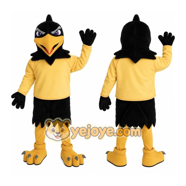 Black Yellow Falcon Bird Mascot Costume