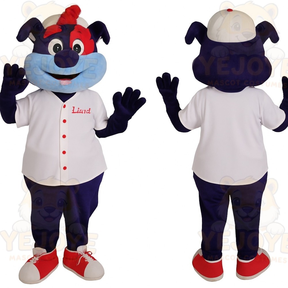 Navy Blue Red Baseball Dog Mascot Costume