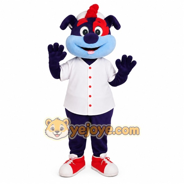 Navy Blue Red Baseball Dog Mascot Costume Navy Blue Red Baseball Dog Mascot Costume