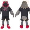 Gray Red Black Falcon Mascot Costume