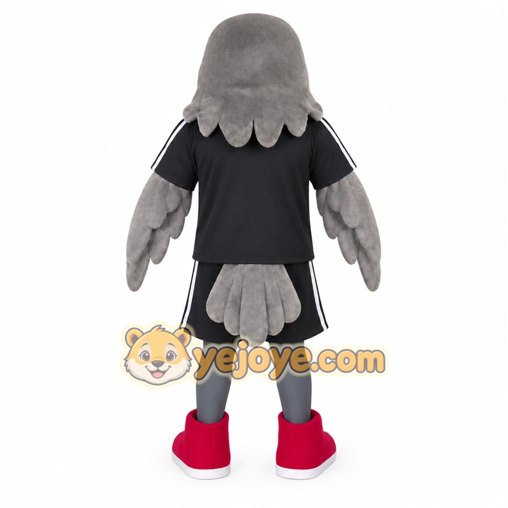 Gray Red Black Falcon Mascot Costume Gray Red Black Falcon Mascot Costume