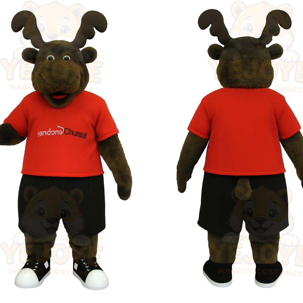 Brown Red Black Moose Mascot Costume