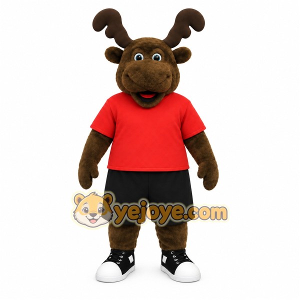Brown Red Black Moose Mascot Costume