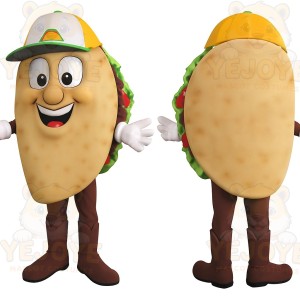 Tan Green Yellow Taco Mascot Costume