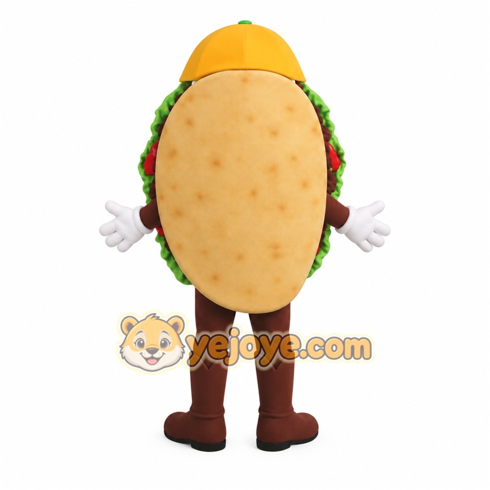 Tan Green Yellow Taco Mascot Costume Tan Green Yellow Taco Mascot Costume