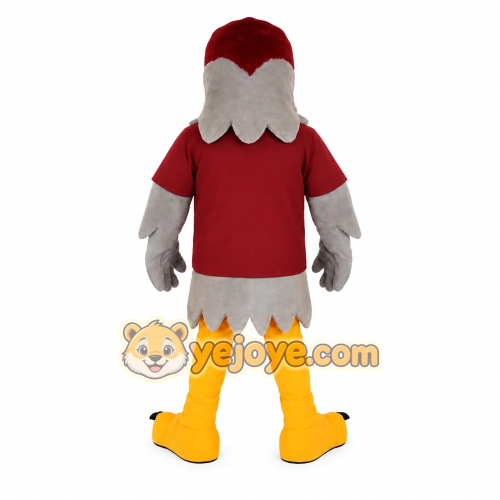 Burgundy Gray Yellow Falcon Mascot Costume Burgundy Gray Yellow Falcon Mascot Costume