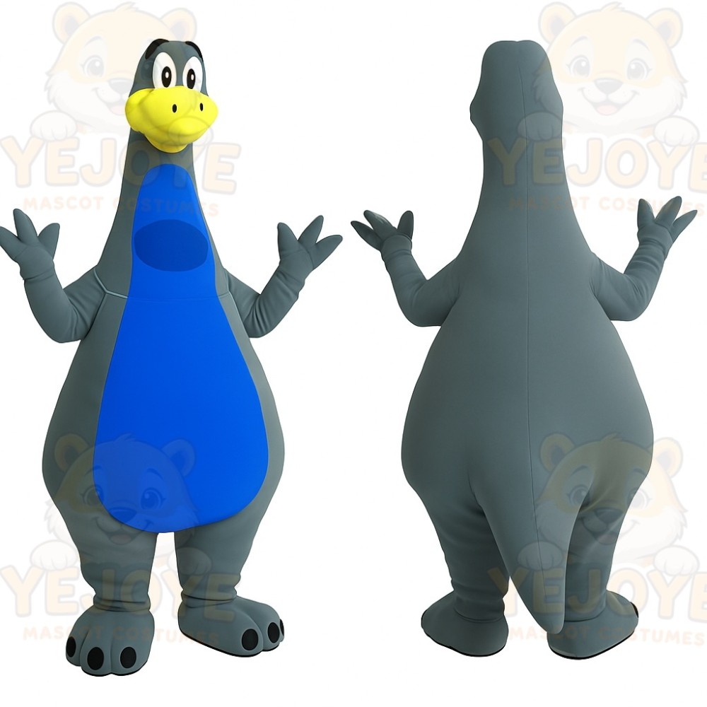 Gray Blue Yellow Dinosaur Mascot Costume