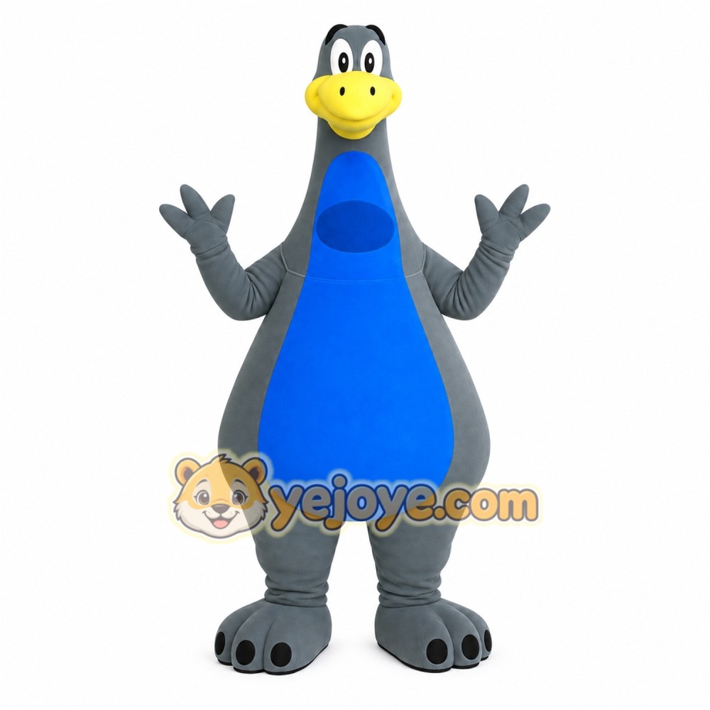 Gray Blue Yellow Dinosaur Mascot Costume